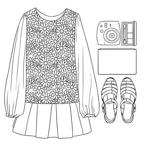 Floral Dress and Accessories