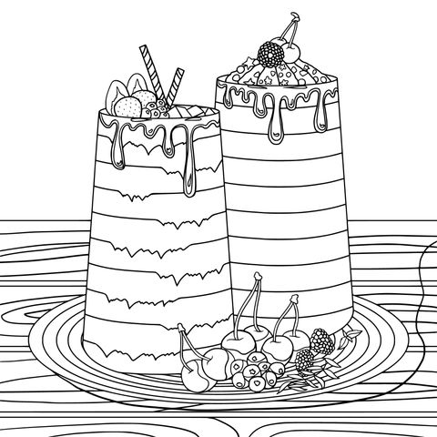 美味しい多層ケーキと新鮮な果物