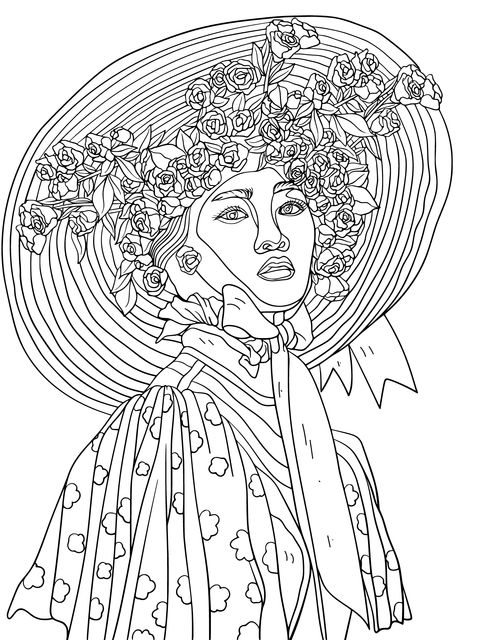 Fashionable Woman - Themed Coloring Page