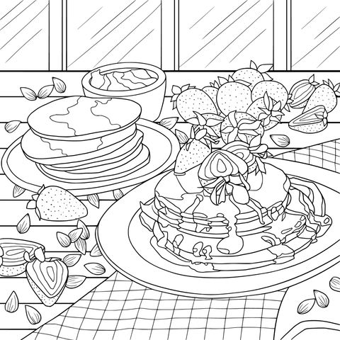 Delicious Pancakes Coloring Page