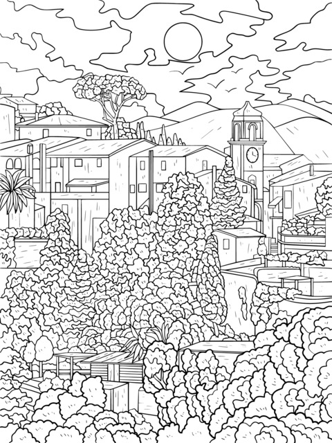 Beautiful Townscape Coloring Page