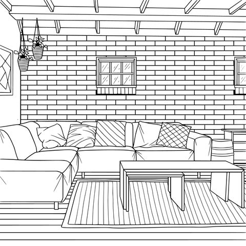 Cozy Living Room Coloring Page: Create a Personalized Home Atmosphere