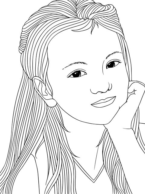 Portrait of a Young Girl Coloring Page