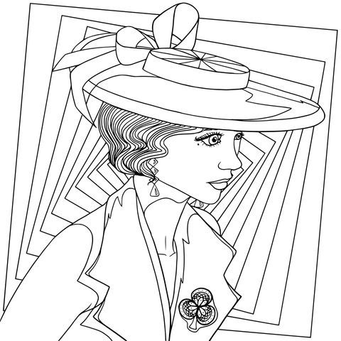 Vintage - stylish Lady Coloring Page