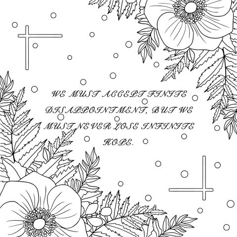 Floral Inspirational Quote Coloring Page