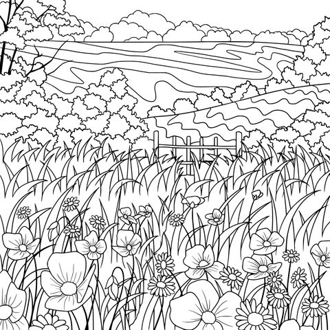 Pastoral Flower Coloring Page