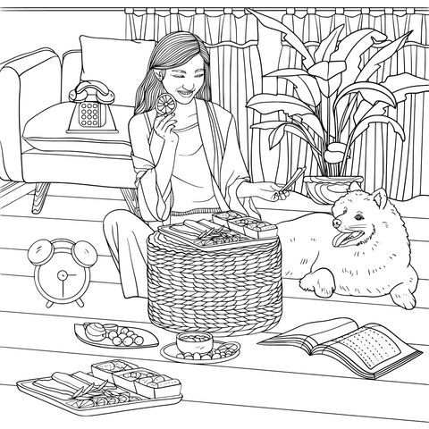 Leisurely Snacking Time with Pet