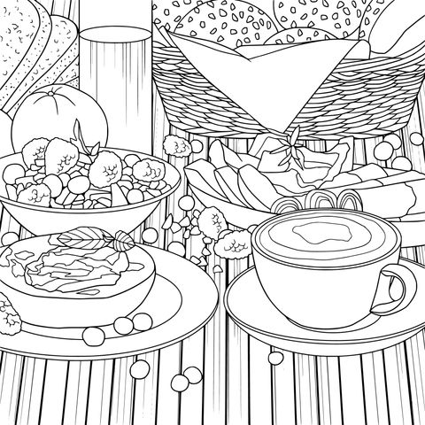 Delicious Breakfast Coloring Page