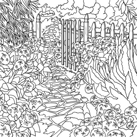 Beautiful Garden Path Coloring Page