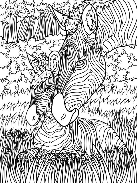 Heartwarming Moment of Mother - Zebra and Foal Coloring Page