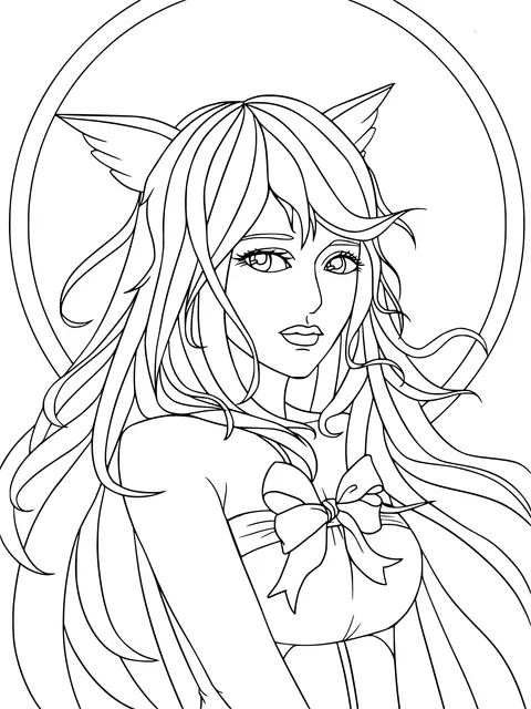 Blue - haired girl with cat - ear decorations