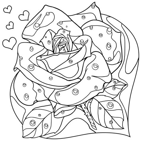 Sparkling Red Rose Coloring Page