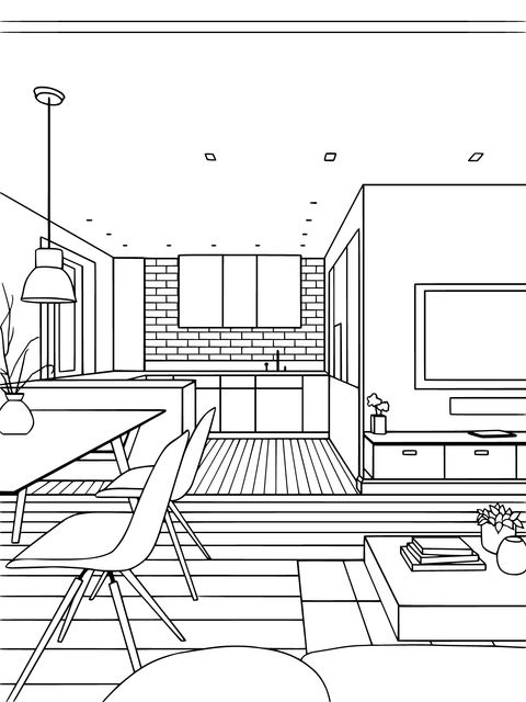 Modern Minimalist Home Coloring Page