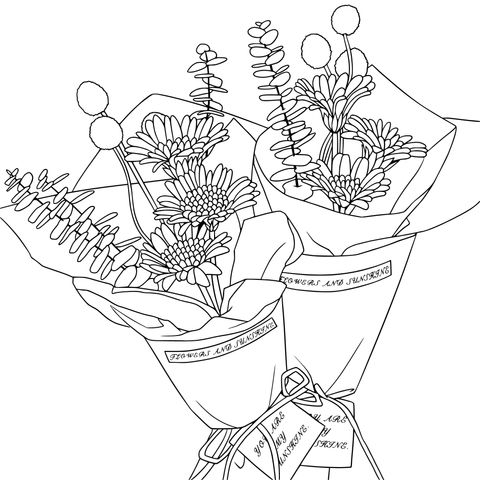 Hand - drawn Bouquet Coloring Page