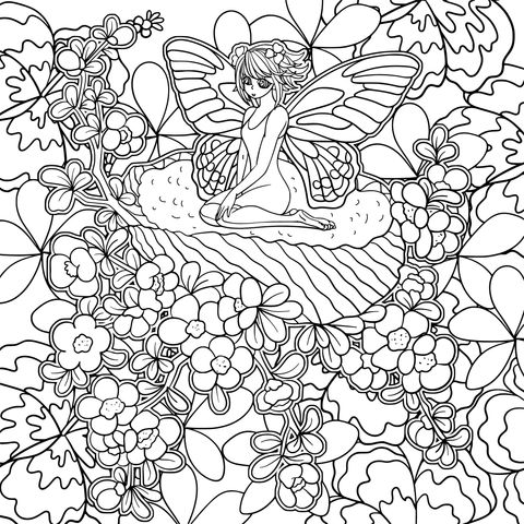 Enchanting Flower - Fairy Coloring Page