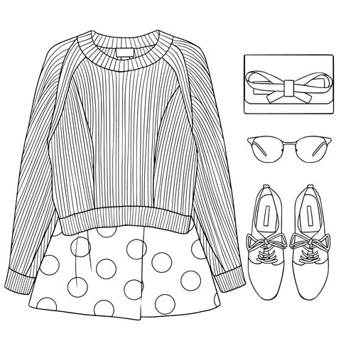 Fashionable Clothing and Accessories Coloring Page