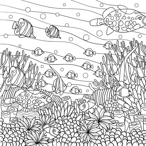 Colorful Underwater World Coloring Page