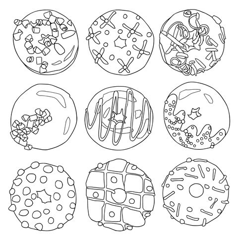 Colorful Donut Coloring Page