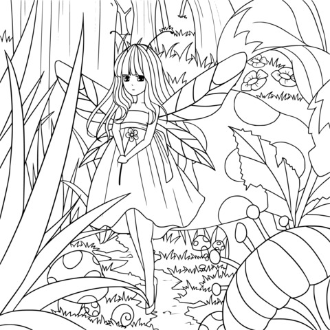 The Flower Fairy in the Forest