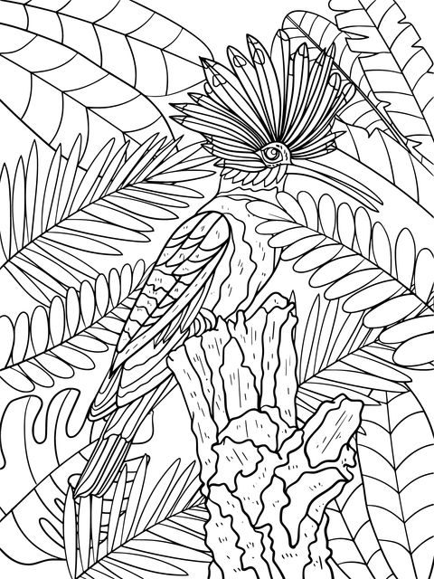 Gorgeous Purple Bird in the Jungle Coloring Page