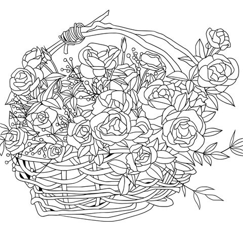 Basket filled with yellow roses