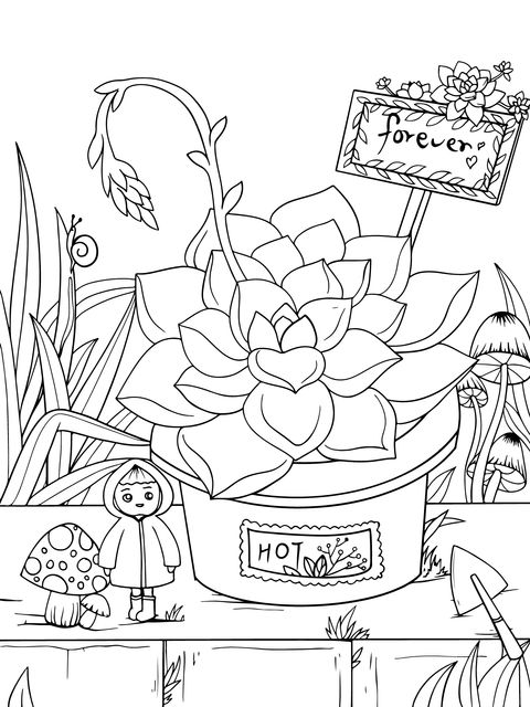 Adorable Succulent Coloring Page: Embark on a Creative Coloring Journey