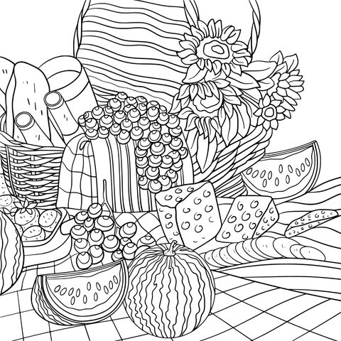 Colorful Picnic - themed Coloring Page