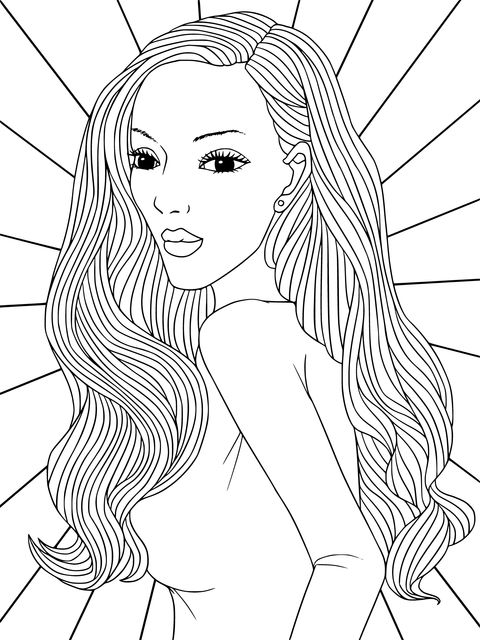 Fashionable Woman Illustration Coloring Page