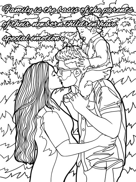 Heart - warming Family - themed Coloring Page