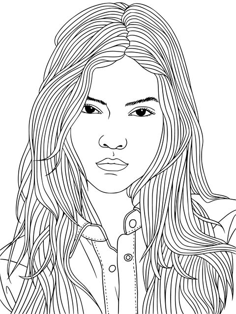 Long - Haired Woman Coloring Page