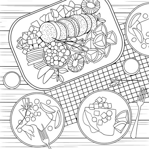 Delicious Picnic Food Coloring Page