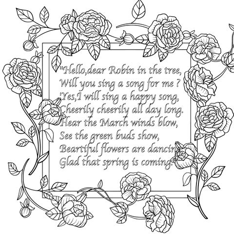 Spring - themed Poem Coloring Page