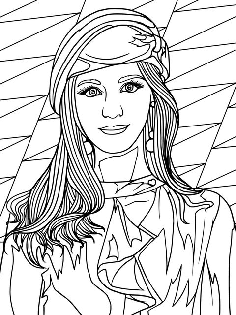 Fashionable Girl Coloring Page: Blonde with a Red Beret