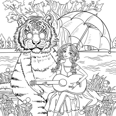 A Girl's Musical Time with a Tiger