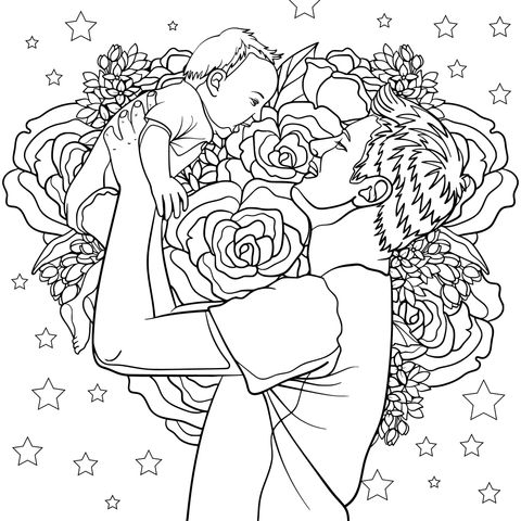 Heart - warming Parent - Child Time Coloring Page