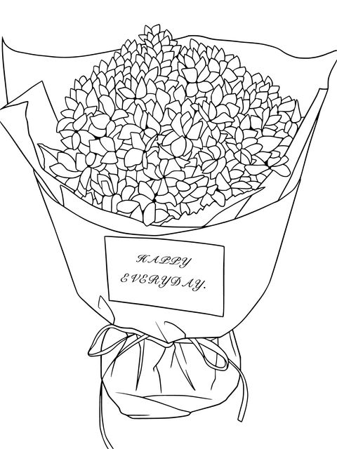 Blue Hydrangea Bouquet Coloring Page