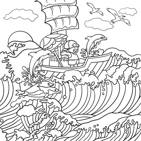 Children's Sea - Voyage Coloring Page