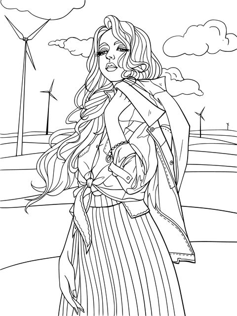 Fashionable Woman Coloring Page