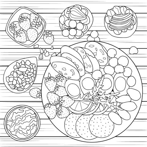 Delicious Food - Themed Coloring Page