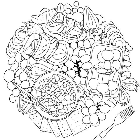 Colorful Food Coloring Page