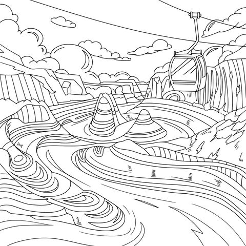 Canyon Cable - Car Scenery Coloring Page