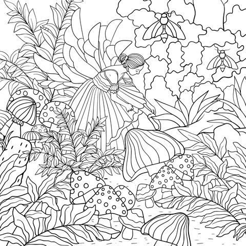 Fairy's Forest Adventure Coloring Page