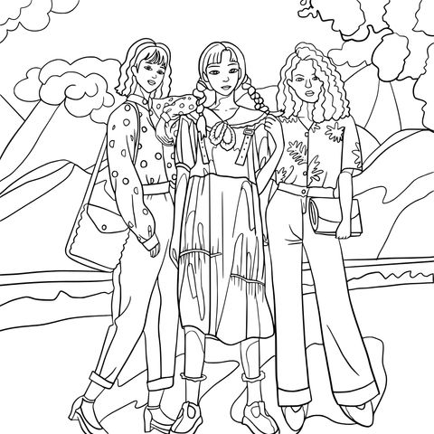 A group photo of three fashionable women