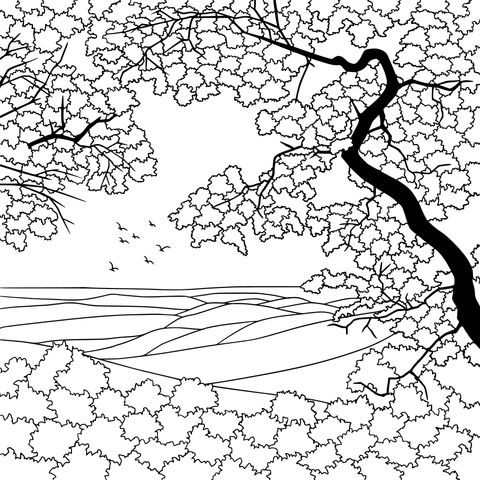 Autumn Landscape Coloring Page