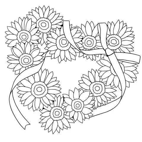 Sunflower Heart - shaped Wreath