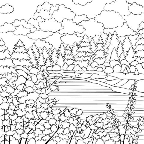 Beautiful Natural Landscape Coloring Page