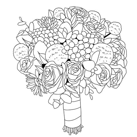 Colorful Flower Bouquet Coloring Page