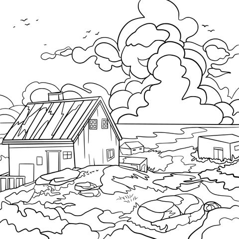 Rural Cottage Coloring Page