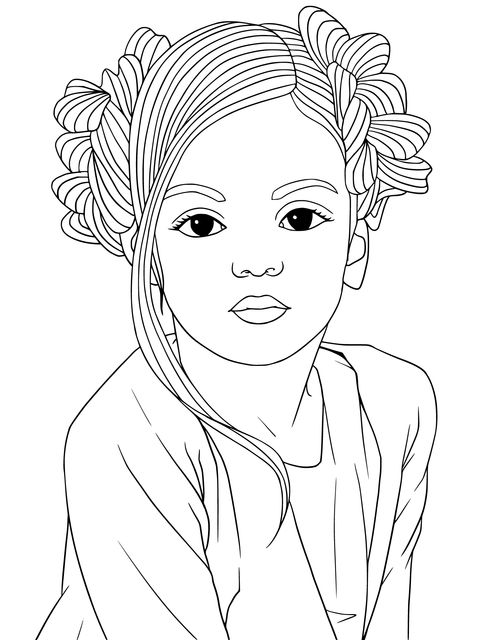 Cute Girl Illustration Coloring Page