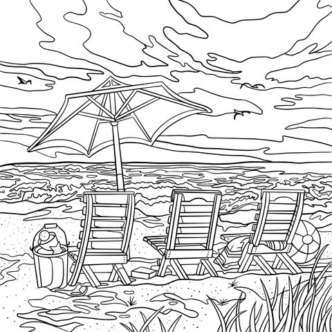 Summer Beach Coloring Page